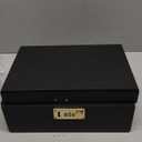 Usoway Bamboo Storage Box With Colored LED Lights - 358 Kinds Cool Light Effects, Premium Decorative Wooden Box With Combination Lock, Storage Box Set With Sliding Tray and Accessories (Black)