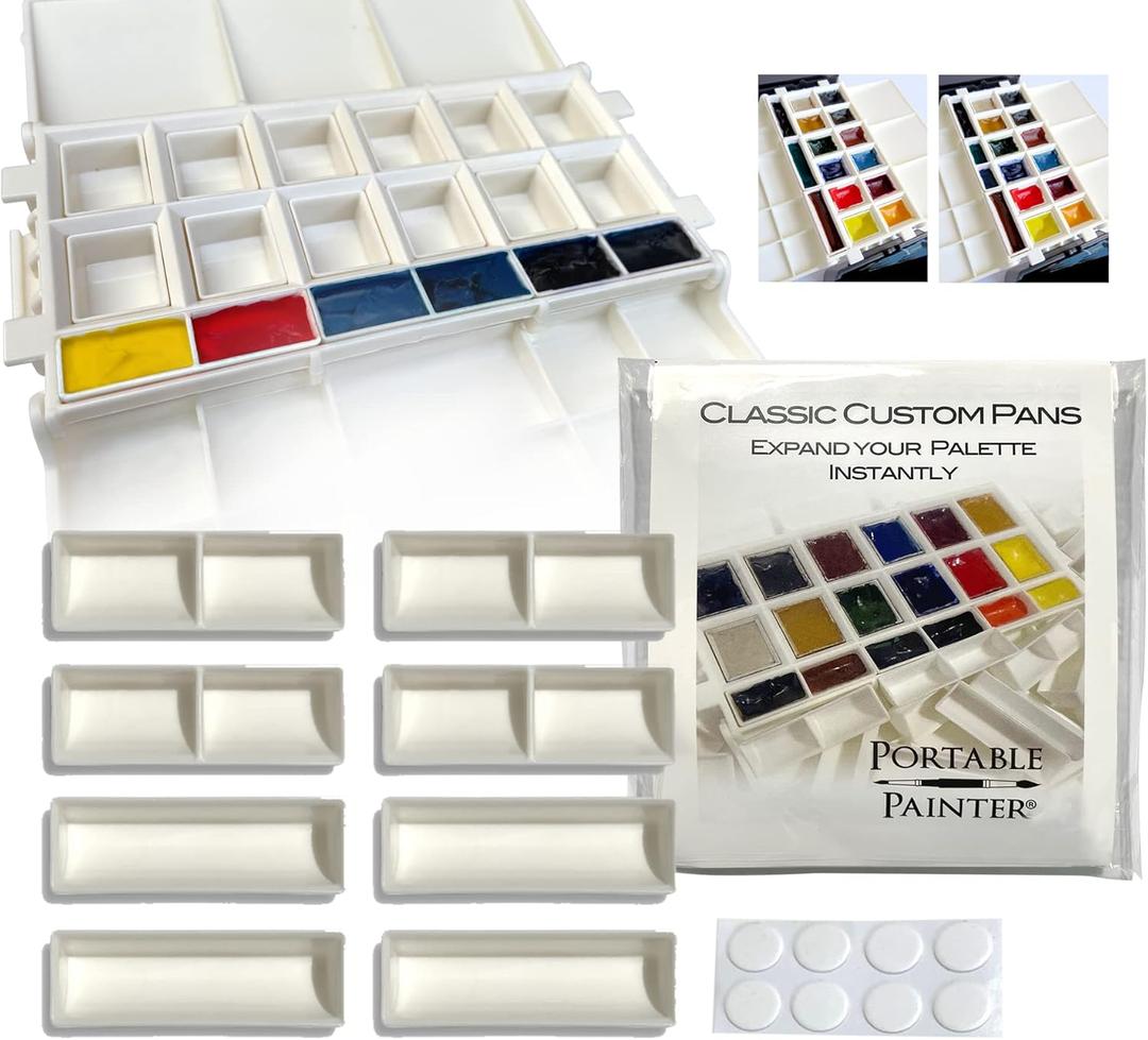 Portable Painter Classic Expansion Pans (8)  Carry Up to 18 Colors - Travel  Pocket Size - Ultralight - Quality