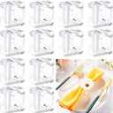 Meanplan 12 Pcs Flower Napkin Rings Clear Acrylic Napkin Holder Rings Bulk Square Flower Bud Vase Combo for Wedding, Birthday Banquet Table Decor, 1.77 x 1.97 Inch