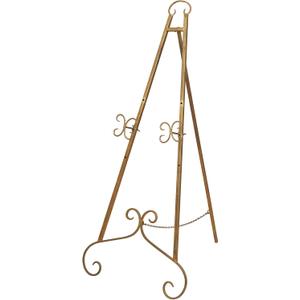 Deco 79 Metal Scroll Large Free Standing Adjustable Display Stand Easel with Chain Support, 22" x 21" x 46", Gold