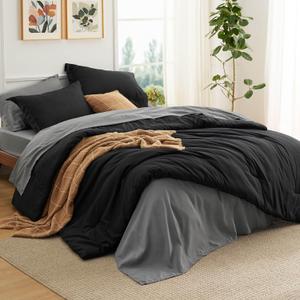 Bedsure King Size Comforter Set - 7 Pieces Black King Bedding Set for All Seasons, Boho Contrasting Design Bed in a Bag with Comforter, Sheets, Pillowcases & Shams