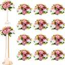 Hotop 12 Pcs Artificial Rose Flower Balls for Centerpieces, Silk Roses Kissing Balls Romantic Faux Floral Arrangements for Engagement Wedding Home Decor (Dusty Pink,Pink,White)