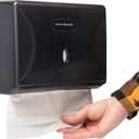 Mind Reader Paper Towel Dispenser, Tri-Fold Towel Holder, Restroom, Wall Mount, Bathroom, Black (1-Piece)