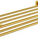 Bathroom Towel Shelf with Holder, Angle Simple SUS304 Stainless Steel Bath Towel Rack with Double Towel Bar, Wall Mount, Brushed Gold 23.62 Inches