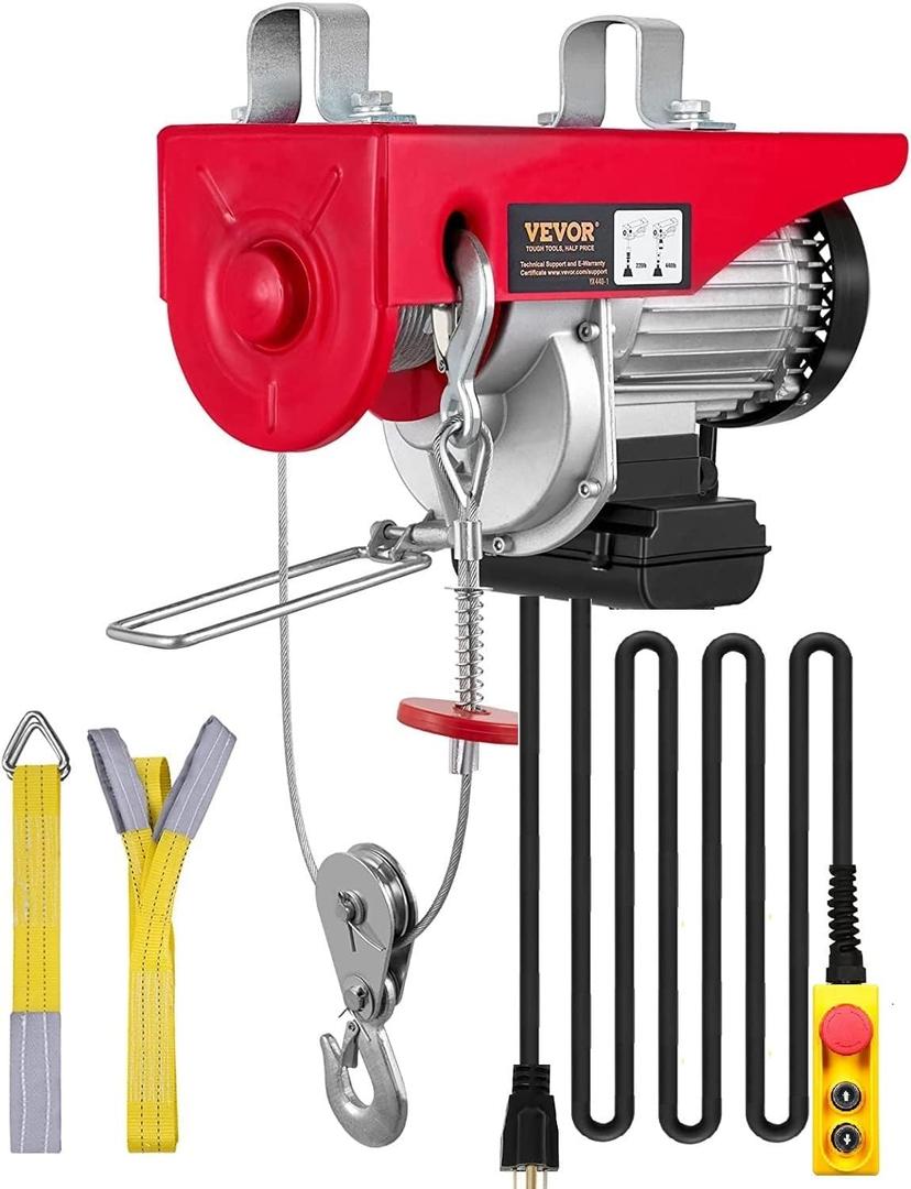 VEVOR 440lbs Electric Hoist with 14ft Wired Remote Control, Electric Hoist 110 Volt with 40ft Single Cable Lifting Height & Pure Copper Motor, for Garage Warehouse Factory