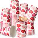 Jingmore 50 Pcs Valentine's Day Paper Cups 12 oz Valentines Coffee Cups Disposable Heart Paper Cup Hot Chocolate Tea Drinkware for Galentine's Day Party Coffee Bar Supplies(Lovely Style)