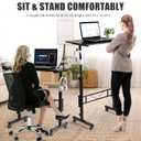 SIDUCAL Standing Desk Adjustable Height, Small Mobile Table with Wheels, Rolling Desk for Standing or Sitting, Portable Computer Desk for Walking Pad, Black