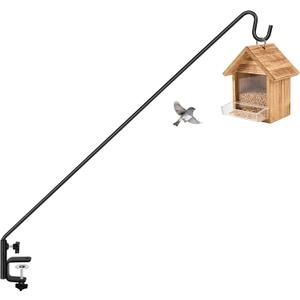 ERYTLLY Heavy Duty Deck Hook, Extensible and Adjustable Deck Hook with 2" Non Slip Horizontal Clamp for Hanging Bird Feeder, Plants, Suet Baskets,Wind Chimes,Lanterns and More