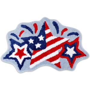 4th of July Bath Mat Patriotic Rug Stars Tufted Rug Non-Slip Floor Mat for Bathroom Rug Soft Absorbent Bathroom Rug Floor Bathroom Decor Independence Day Bath Rug 31.5''x 20.3''