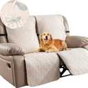 Genina Waterproof Recliner Loveseat Covers 100% Protection Recliner Covers 2 Seater Non-Slip Sofa Covers Washable Furniture Protectors Recliner Cover for Kids Pet Dog Beige