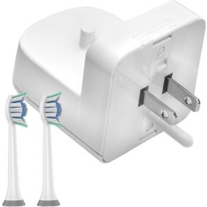 Electric Toothbrush Wall Charger for US Socket for Philips 1000 to 7000 Series | Portable Philips Charging Station, Wireless, IPX7 Seal, with 2 Compatible Toothbrush Heads