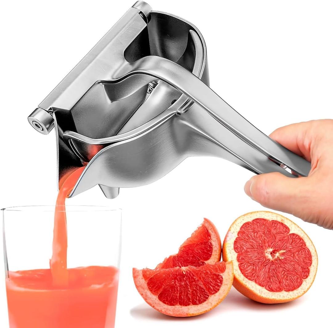 Hand Juicer Squeezer - Aluminum Lemon Squeezer for Effortless Juice Extraction - Manual Hand Press Juicer for Lemon, Orange, Lime, Grapefruit & Pomegranate, Durable Ergonomic Handle, Easy Clean Design
