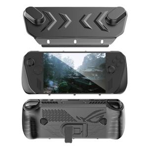 JDDWIN Full Protective Case for ASUS ROG Ally X 2024, Rog Ally TPU Case with Detachable Front Shell Cover and Kickstand for ROG Ally X Gaming Handheld Cover Accessories, Anti-Scratch Design, Black