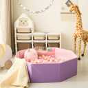 GOGOSO Foldable Ball Pit for Toddlers Large Soft Indoor Outdoor Pop Up Baby Kids Infant Ballpit Big Collapsible Puppy Dog Cat Pits with Basketball Hoop (Balls Not Included) Pink Purple