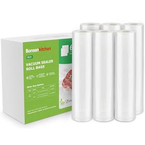[2025 Upgraded] Bonsenkitchen 6 Rolls 8" x 16' Vacuum Sealer Bags for Food with a Color Box, Easy to Store, Commercial Grade, BPA Free, Great for Food Storage or Sous Vide, VB20