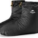 Tentock Ultralight Winter Goose Down Booties Socks Slippers Warm Soft Cozy Water-Resistant for Camping Backpacking Indoor Down Filled Slipper Boots with Storage Bag(M)