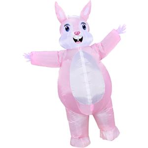 Easter Bunny Costume Adult Rabbit Party Blow Up Costumes for Halloween Party (Pink)