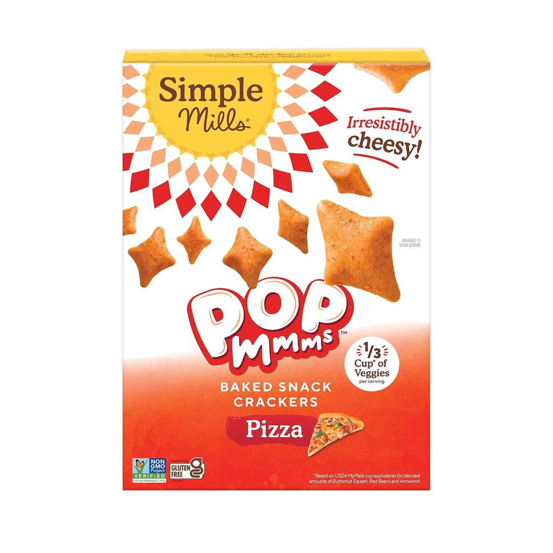 2 x Simple Mills Pop Mmms Pizza Baked Snack Crackers, Gluten Free, 4 Ounce (Pack of 1) (EXP 10/02/26)