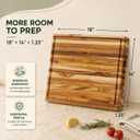 Teak Edge Grain Cutting Board 18x14x1.25", Deep Juice Groove & Side Handles