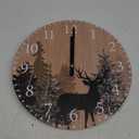 Cabin Deer Wall Clock 12 Inch Silent Non Ticking Clock Wooden Forest Wildlife Mountain Lodge Wall Clock Battery Operated Rustic Farmhouse Wall Clock