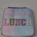 FROG SAC Kids Lunch Bag for Girls, Reusable Insulated Preppy Tie Dye Glitter Varsity Letter Patch Lunch Box for Kids, Cute Soft Back to School Tween Lunchbox, Christmas Girl Stocking Stuffers
