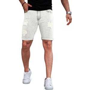 GINGTTO Mens Denim Shorts Ripped Skinny Stretch Jean Shorts Men (34, Light Grey Ripped) GINGTTO Mens Denim Shorts Ripped Skinny Stretch Jean Shorts Men (34, Light Grey Ripped)