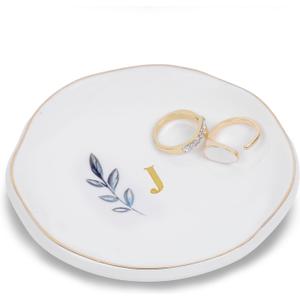 Personalized Ceramic Ring Dish, Initial Jewelry Tray for Rings, Earrings, Necklaces & Bracelets, Gift for Engagements, Birthdays, Holidays, Mom, Sister, Bridesmaid, Bride-to-Be, 4" Ring Plate