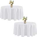 120 Inch Round Tablecloth 2 Pack,White Table Cloths Polyester Fabric Washable Table Cloth Cover for Wedding Reception Banquet Birthday Party Buffet Restaurant