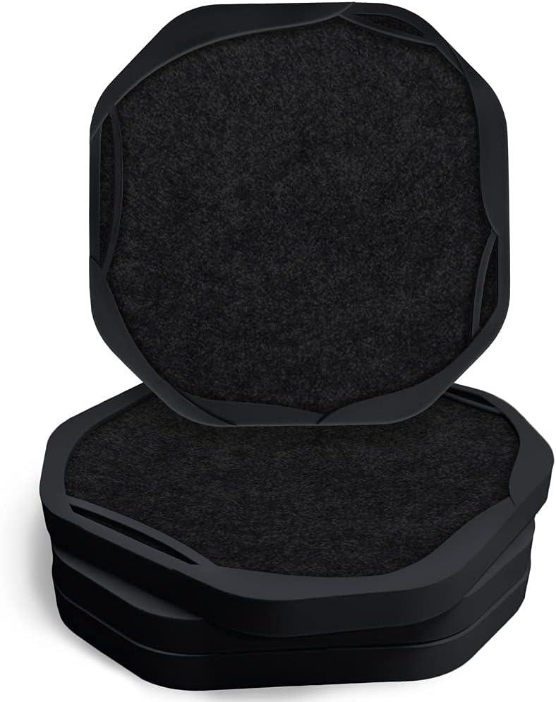 UMIRRO Absorbent Coasters for Drinks, Cool Silicone Cup Coaster with Felt Insert for Modern Coffee Table Decor, Small Unique Birthday Gift Ideas for Men Dad Him Women Mom Her, 4", Black, Set of 4 UMIRRO Absorbent Coasters for Drinks, Cool Silicone Cup Coaster with Felt Insert for Modern Coffee Table Decor, Small Unique Birthday Gift Ideas for Men Dad Him Women Mom Her, 4", Black, Set of 4