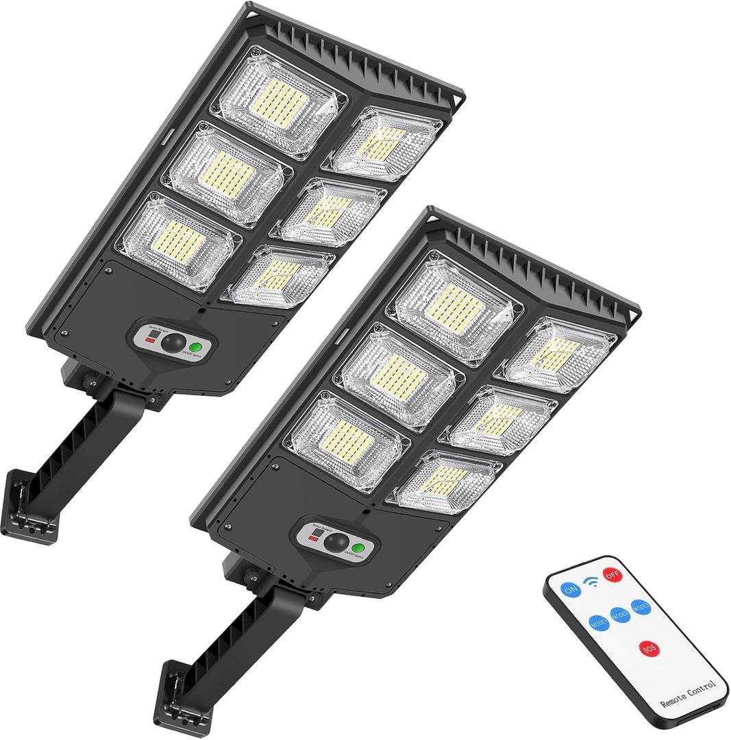 150W Solar Lights Outdoor Waterproof, 8000LM LED Solar Flood Lights Outdoor Motion Sensor with Remote, 3 Modes Solar Lights for Outside Yard, Garden, Path & Parking Lot-2PACK