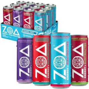 ZOA Zero Sugar Energy Drink, Variety Pack, 12 Pack, 12 Fl Oz | With Electrolytes, Vitamins B and C, supporting hydration with 160 mg plant based caffeine from green tea and green coffee Bet By 08/09/2026