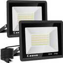 Ceena 2 Pack 60W Plug in LED Flood Light Outdoor, 6000lm Super Bright Floodlight with Switch and 5.9FT Wire, IP66 Waterproof 6000K LED Work Light for Garage, Yard, Patio, Front Door
