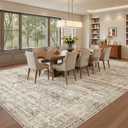 Soalmost Washable Area Rug 8x12, Large Soft Rugs for Living Room Vintage Brown Carpet 8x12 Area Rugs for Bedroom Dining Room Non-Slip Stain Resistant Under Table Rug
