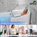 Polished Chrome L-Shaped Grab Bar 16x16 Inch + Knurled Shower Grab Rail 20 Inch, Zepolu Stainless Steel Angled Toilet Safety Bar, Bathroom Mobility Aid Handrail, Balance Support Assist Bar for Senior