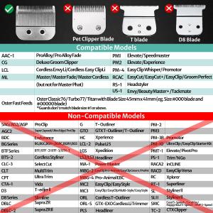 Clipper Guards Set Compatible with Andis Master, Oster Fast Feed, Andis AAC-1, GC, LCL, ML, PM-1, PM-2, PM-4, RCAC, RS-1, US-1, Size: #3 to #8 (Length: 1/16" to 1")