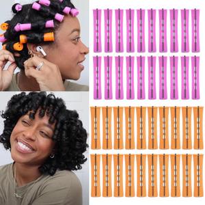 Perm Rods For Short Hair 2 Sizes Orange Purple Perm Rods Set For Black Women 40PCS Cold Wave Rods For Long Hair (40Pcs,Orange+Purple)