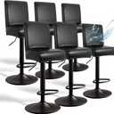 PU Leather Bar Stool Covers with Backs, 6 Pack Stretch Waterproof Bar Stool Chair Covers Washable & Comfortable Barstool Covers Slipcovers with Back for Pub/Counter/Dining Room Decoration (Black)