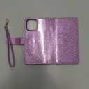 Varikke for iPhone 16 Pro Max Wallet Case Detachable with Card Holder for Women, Fashion Glitter Leather Strap Magnetic Flip Wallet Removable Phone Case Cover for iPhone 16 Pro Max 6.9", Light Purple