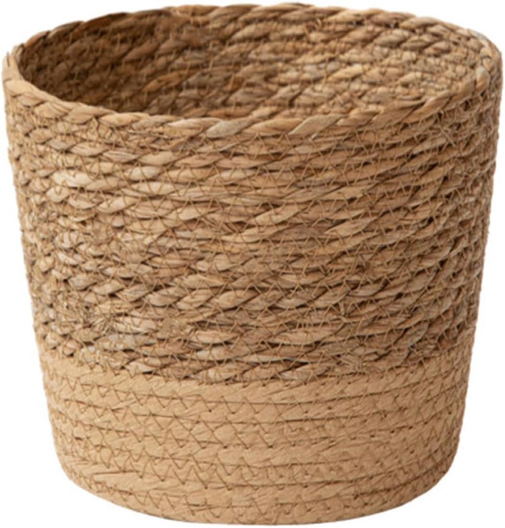 Jute Rope Plant Basket Indoor Modern Woven Flower Pot Basket Seagrass Storage Organizer Planter Rustic Decorative Plant Containers Cover Laundry Bin for Porch Living Room Entryway (6.1×6.1×4.33Inch)