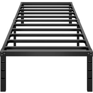 HLIPHA Metal Platform Bed Frame 18 Inch Tall,No Box Spring Needed,Twin Size Bed with Heavy Duty Strong Support Slats,Easy to Assemble,Black