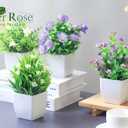 Der Rose 4 Pack Small Fake Plants Mini Artificial Faux Plants Indoor with Flowers Spring Decorations for Home Room Farmhouse Desk House Bathroom Decor