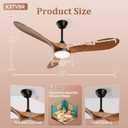 52 inch Ceiling Fans with Lights, 6 Speeds Noiseless DC Reversible Ceiling Fans with Lights & Remote, 1/2/4H Timer, 3CCT Dimmable Modern Ceiling Fans for Living Room, Bedroom (Walnut Wood)