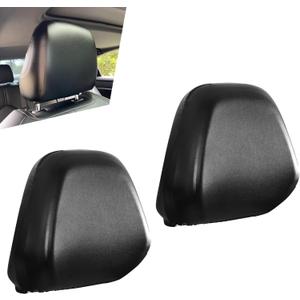 Shakas 2 PCS Cars Headrest Covers, Full Wrap-around Non-marking Fit Anti-scratch Protector, Waterproof Leather Portable Reusable Elastic Dust Cover, for Most Cars Seat Headrest Accessories (Black #S)