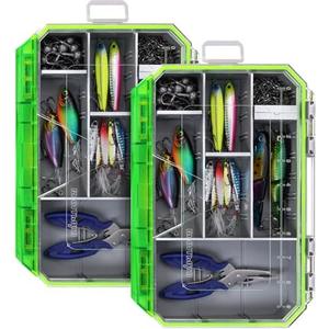 Ghosthor Fishing Tackle Box, Waterproof 3600 and 3700 Tackle Trays, Plastic Tackle Box Organizer with Removable Dividers, Storage Lure Box and Terminal Tackle Storage 2 Pcs