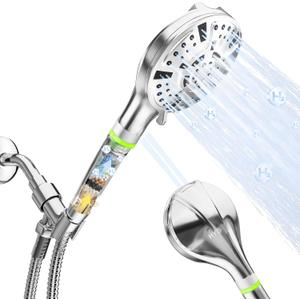 LED Handheld Shower Head with 8-Stage Filtration, High Pressure & 9 Spray Settings  Color Changing Temperature Display, Power Wash Mode, Adjustable Bracket & 69 Stainless Steel Hose