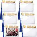 Geyoga Blue 6 Pcs 2026 Graduation Party Favor Graduation Mini Frame Gifts Clear Acrylic Student ID Card Holder with Tassel Magnetic Pin Back Frame Gifts for Diploma Grad Photos Mini Certificate