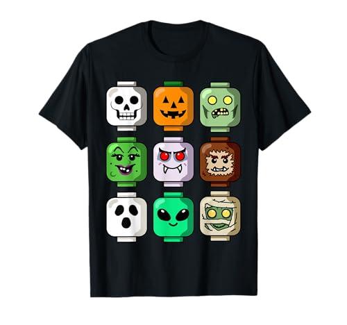 Halloween Building Brick Head Pumpkin Ghost Zombie Boys T-Shirt S