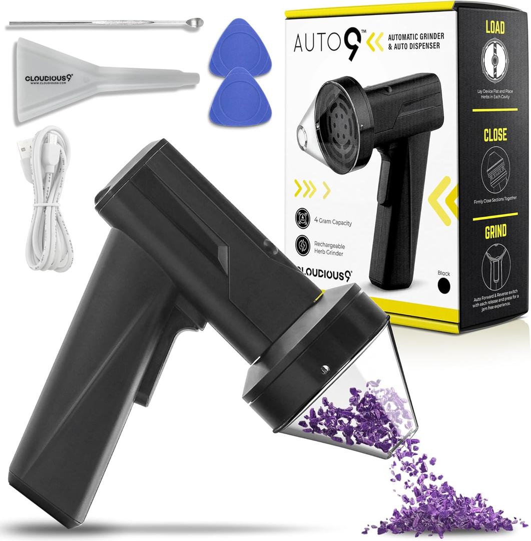 2.5" Large Electric Grinder Herb Grinder, Auto Spice Grinder with Auto Dispensing (Black)