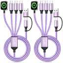 4in2 Multi Charging Cable for iWatch Charger/iPhone Charger/CarPlay Cable, Beach Travel Vacation Essentials, (2Pack 5FT) 3 X USB C/iWatch Charger Cords for iWatch 11-1/iPhone 17-15, Android Car