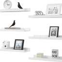 Floating Shelves Set of 6, White Wall Shelves with Lip, Display Shelves for Wall Decor, Modern Picture Ledge for Living Room, Bedroom, Nursery, Bathroom, Pictures, Books, Plants- White